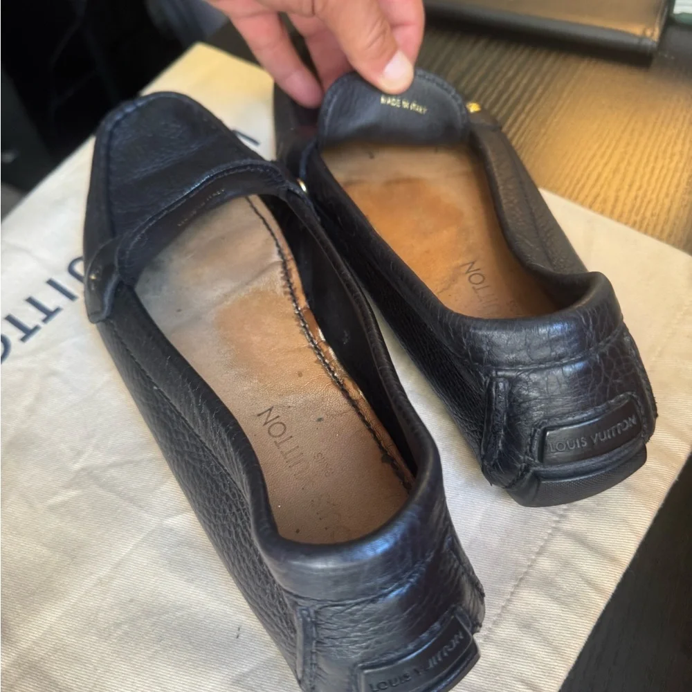 Louis Vuitton Black Loafers with Gold Logo - Picture 3 of 6